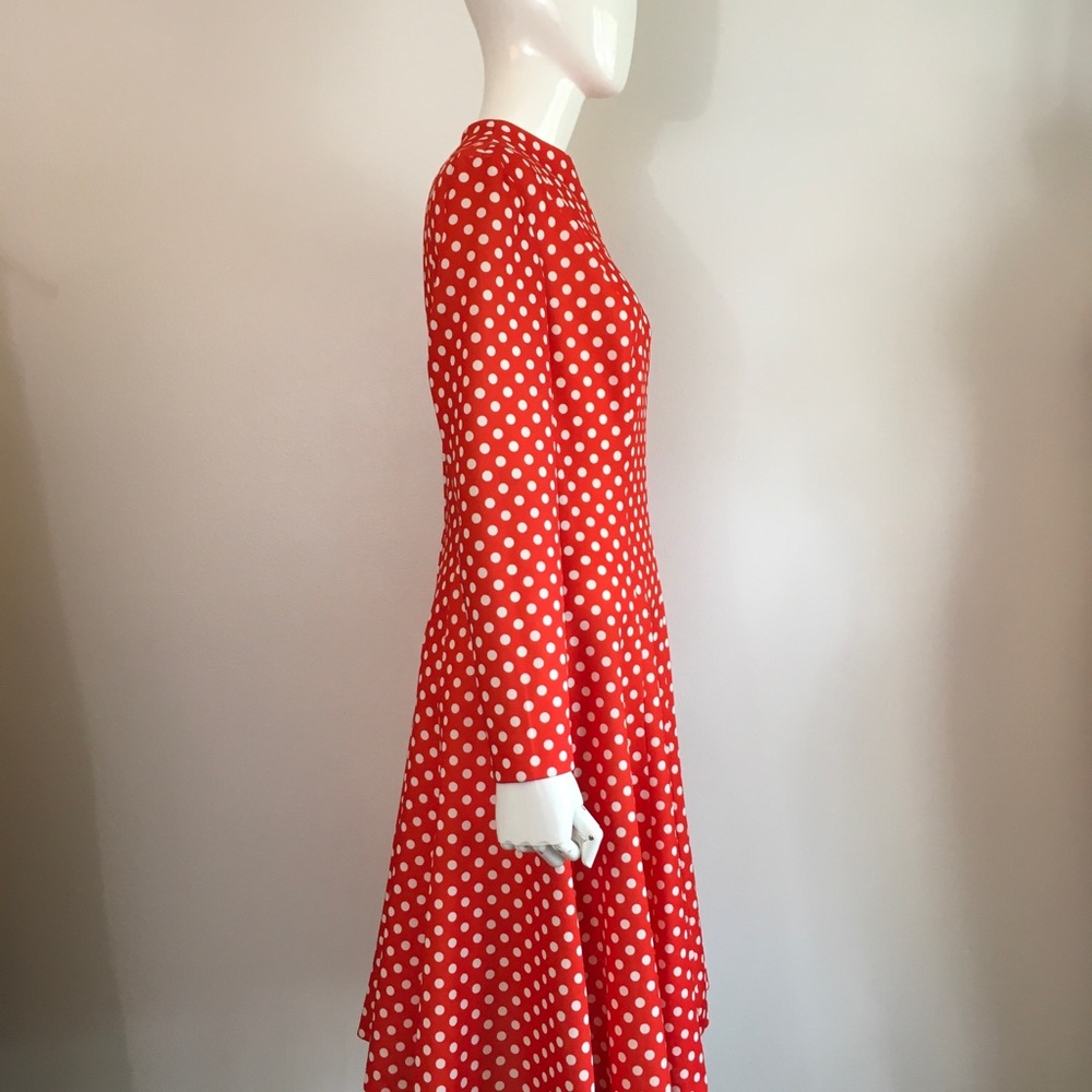 Vintage 1960s 1970s Mod Polka Dot Red White Dress - Picture 6 of 7